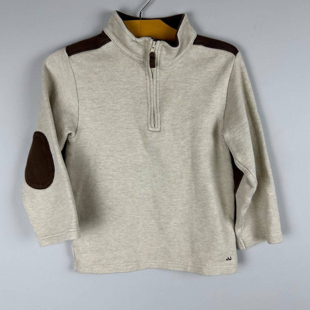 Janie and Jack 1/4 zip elbow patch cotton top size 5T